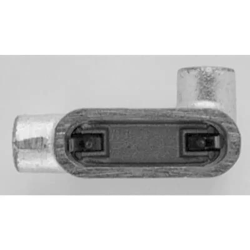 PVC Coated Conduit Body, L Shape, Form 7, Size 1/2 Inch/16 Metric, Iron, Dark Gray