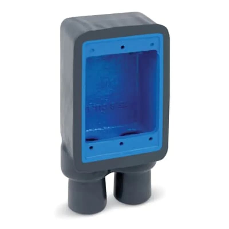 PVC Double-Coated Dead End Device Box, Shallow Style, Single Gang, Two Hubs, Hub Size 3/4 Inch/21 Metric, Iron Alloy, White