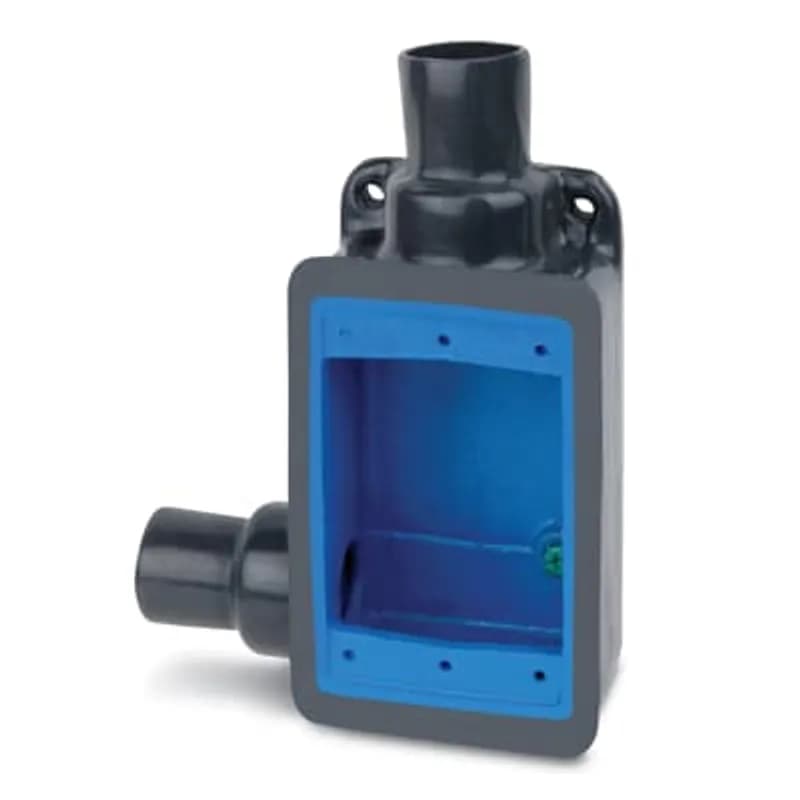 PVC Double-Coated Hub Left Device Box, FS Series, Single Gang, Shallow Style, Pipe Size 3/4 Inch/21 Metric, Iron Alloy, Gray