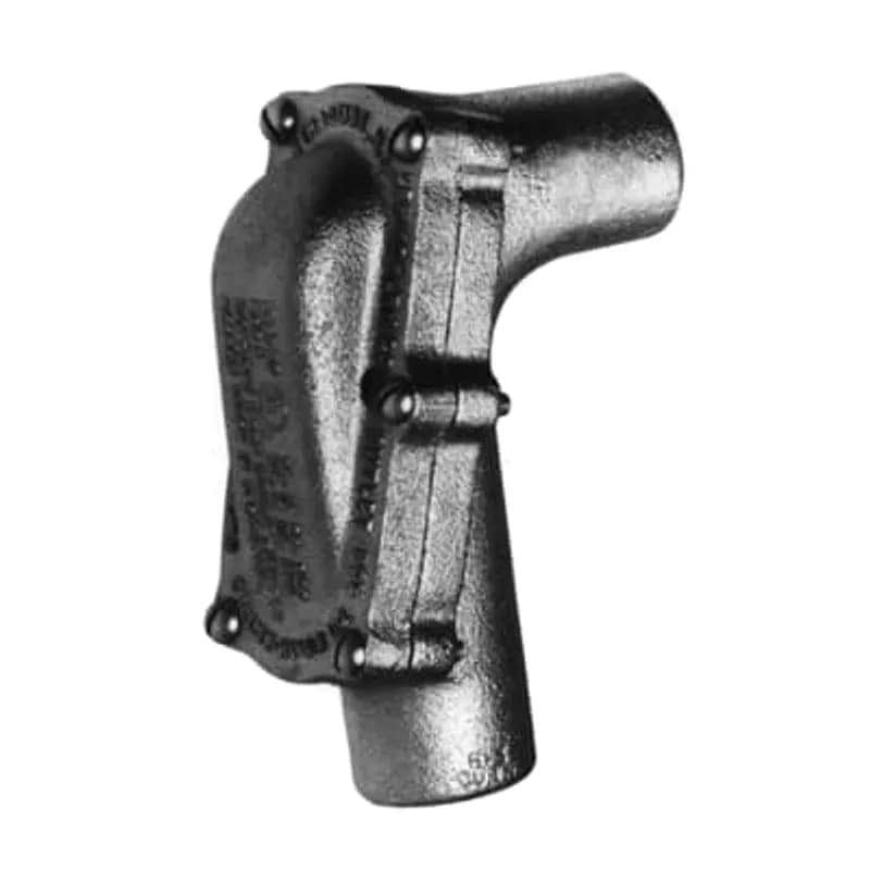 PVC Coated Pulling Elbow for Hazardous Locations, 90 Degree Bend, With Pressure-Sealing Sleeves Seal Connections, Pipe Size 3 Inch/78 Metric, Gray Iron, Dark Gray