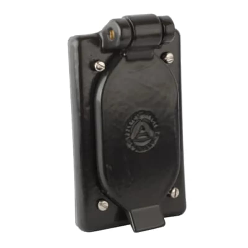 ABB - Installation Products FSK1VDR-G - PVC Coated FS/FD Duplex Receptacle Cover with Spring Cover, Single Gang, Box Mount Vertical, Aluminum, Gray