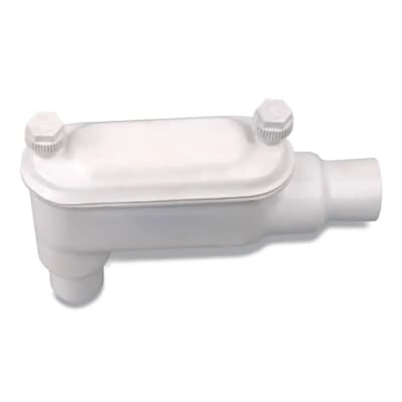 PVC Coated Conduit Body, LB Shape, Form 8, Size 3/4 Inch/21 Metric, Iron, White