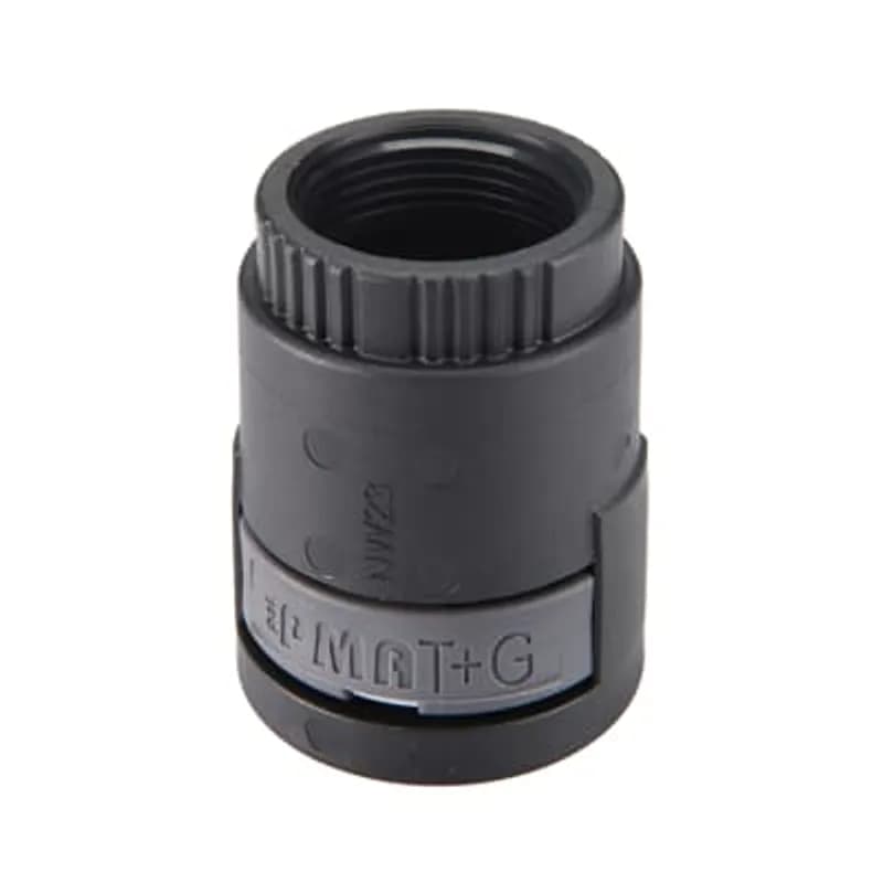 PMAFIX Black Female Thread Adapter with Metric Threads, Material - Polyamide 6, Thread Size - M16x1.5, Nominal Width/ Conduit Size - 12