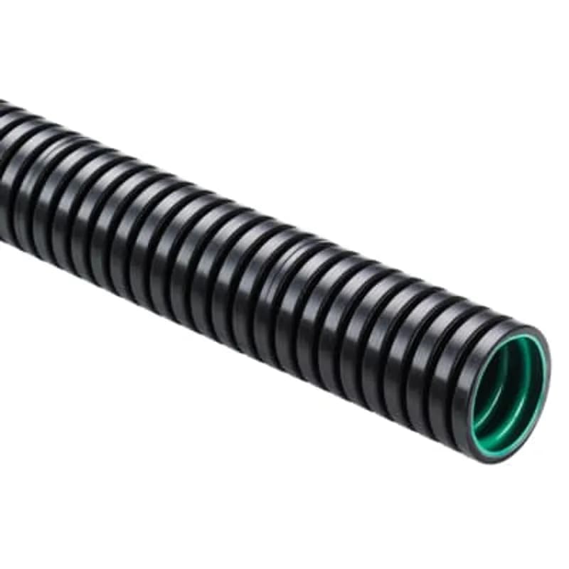 ABB - Installation Products XSOLT-12BG.50 - Fine Profile Three Layer Corrugated Medium-Wall Highly Flexible Conduit, (XSOL) Material - Outer Layer - Polyamide 12, Intermediate Layer - Bonding Compound, Inner Layer - Polyamide 6, Color - Outer Layer - Black, Inner Layer - Green, Conduit Size NW - 12, 50 Meters