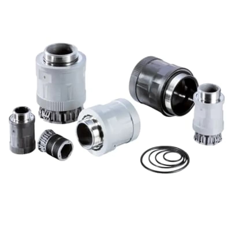 PMAFIX Pro Straight Black Two-Piece Connector with Metric Threads, Connector Material - Polyamide 6, Thread Material - Nickel-Plated Brass, Thread Size - M12x1.5, Thread Length - 10, Conduit Size NW - 10