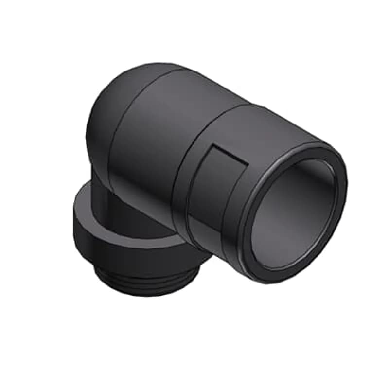 PMAFIX 90 Degree Grey Elbow with Metric Threads, Elbow Material - Polyamide 6, Thread Material - Nickel Plated Brass, Thread Size - M20x1.5, Thread Length - 6, Conduit Size NW - 17