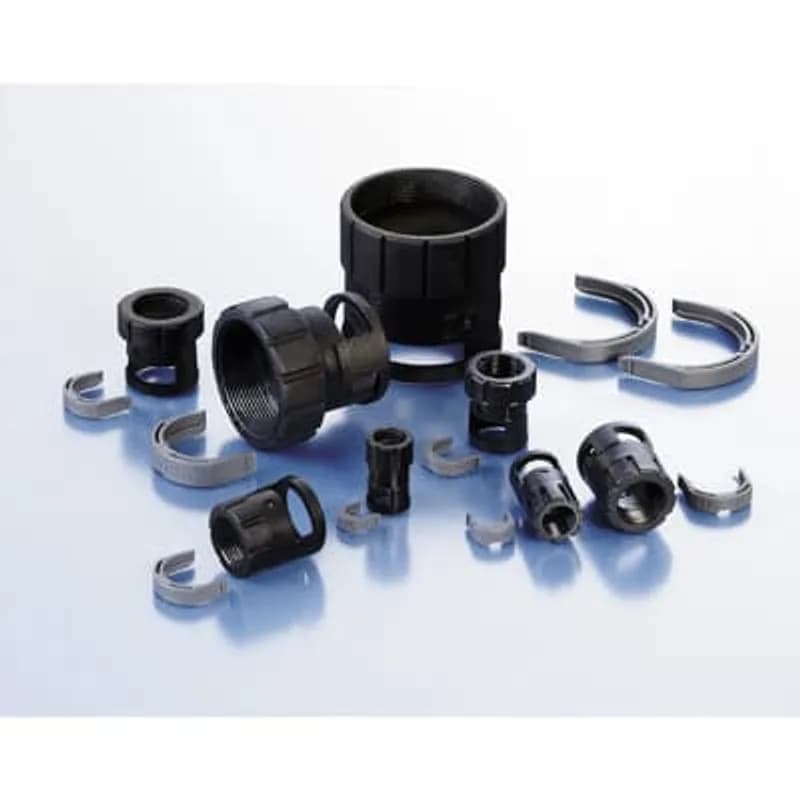 ABB - Installation Products BVIDB-U359GT - PMAFIX Black Female Thread Adapter with UNEF Threads and Universal Safety Clip, Material - Polyamide 6, Thread Size - 1-7/16 Inch - 18, UNEF Threads for Souriau UTG-6/ITT Cannon Trident, Nominal Width/Condiut Size - 29