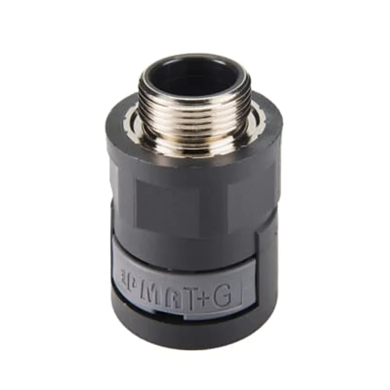ABB - Installation Products NVNV-M323-8 - PMAFIX Straight Black Connector with Metric Threads, Connector Material - Polyamide 6, Thread Material - Nickel Plated Brass, Thread Size - M32x1.5, Thread Length - 8, Conduit Size NW - 23