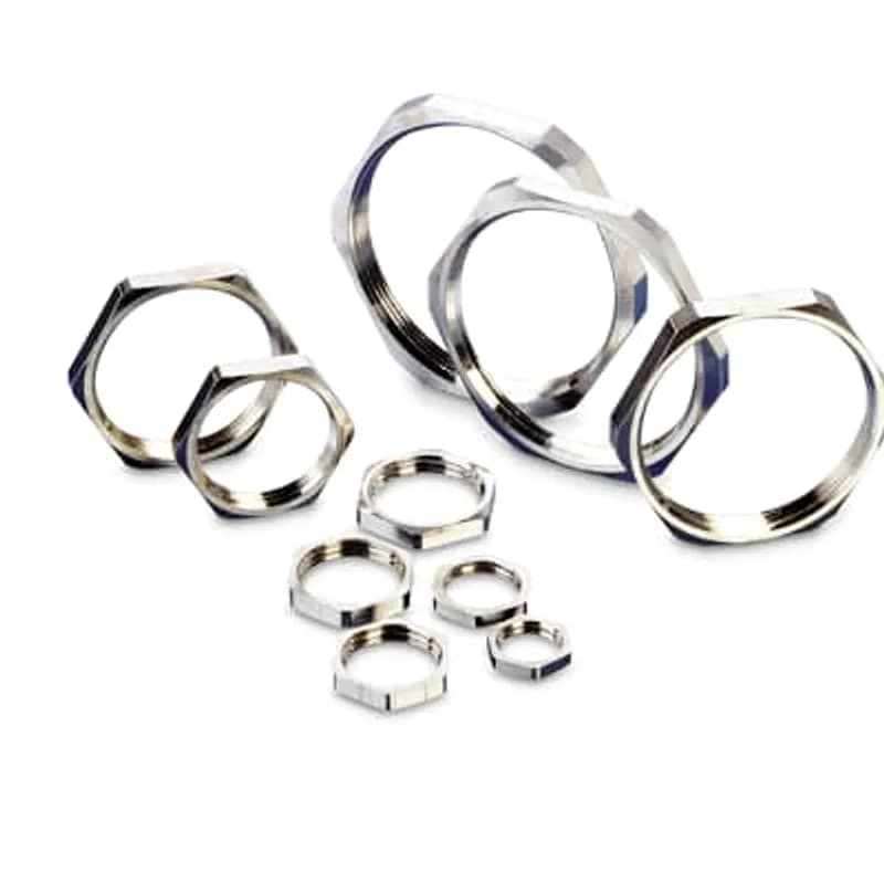 Hexagonal Lock Nut with Metric Threads, Material - Nickel-Plated Brass, Thread Size - M12x1.5