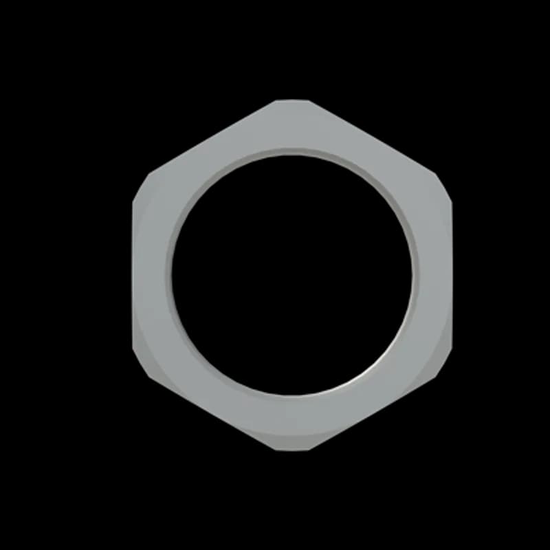 Gray Hexagonal Lock Nut with Metric Threads, Material - Polyamide 6, Thread Size - M40x1.5