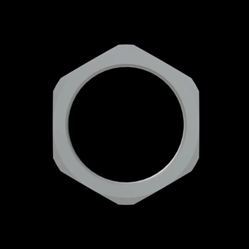 Gray Hexagonal Lock Nut with Metric Threads, Material - Polyamide 6, Thread Size - M50x1.5