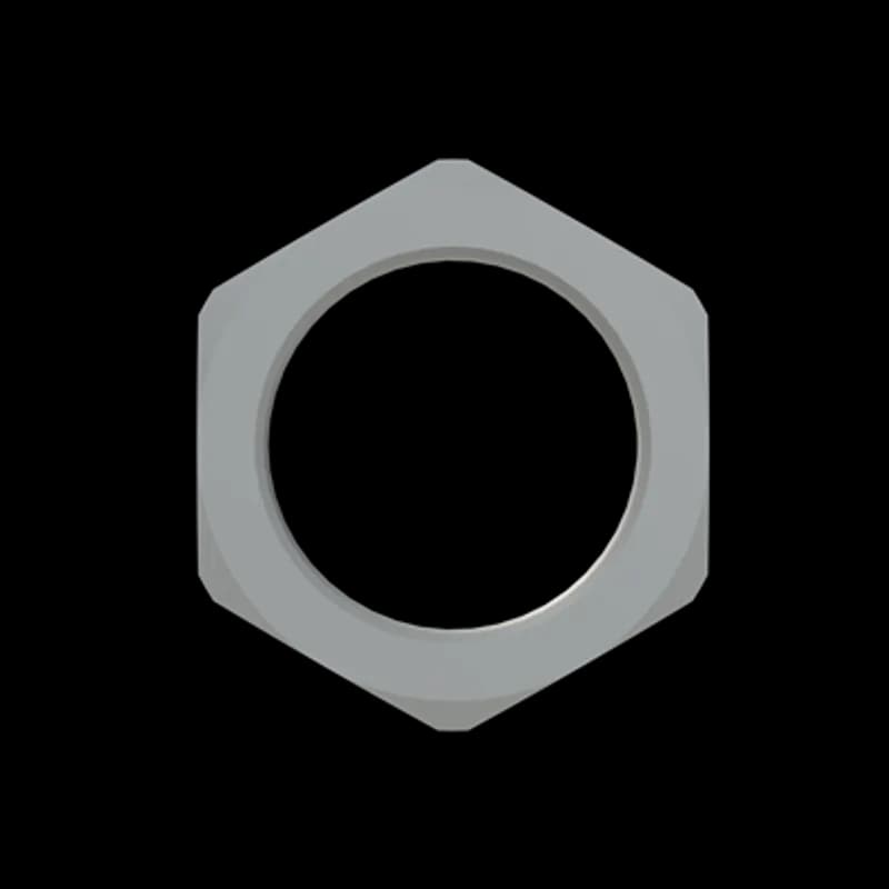 Gray Hexagonal Lock Nut with Metric Threads, Material - Polyamide 6, Thread Size - M32x1.5