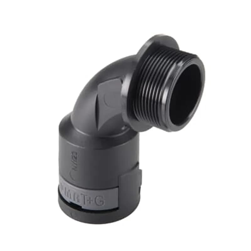 ABB - Installation Products BVBV-M207 - PMAFIX 90 Degree One-Piece Curved Black Elbow, Material - Polyamide 6, Thread Type - Metric, Thread Size - M20x1.5, Conduit Size NW - 17