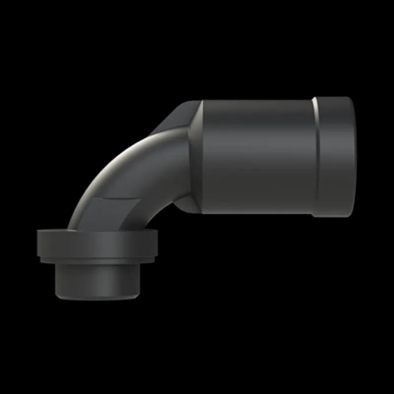 PMAFIX Pro 90 Degree Black Two-Piece Elbow with Metric Threads, Elbow Material - Polyamide 6, Thread Material - Nickel-Plated Brass, Thread Size - M20x1.5, Thread Length - 10, Conduit Size NW - 12