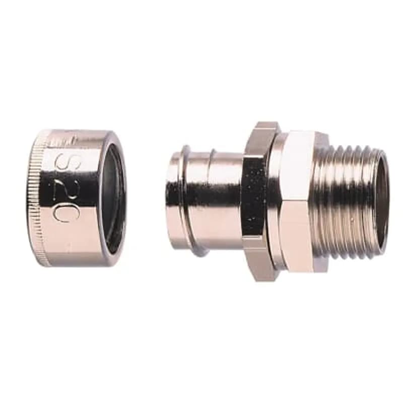 Adaptasteel, Straight Fitting, Swivel External Male Thread, Nominal Conduit Size 12mm, PG9 Thread, IP40, Nickel Plated Brass