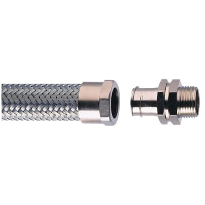 5/16 Inch Nickel Plated Brass Straight Fitting with Swivel External Thread, IP40 Rating, Metric Thread Size M16