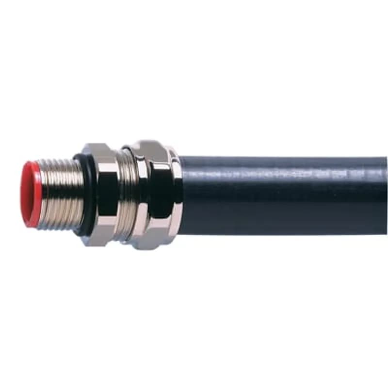 Nickel Plated Brass Liquid Tight Straight Fitting with Fixed External Threads, Nominal Conduit Size 20 Millimeters, Metric Thread Size M20