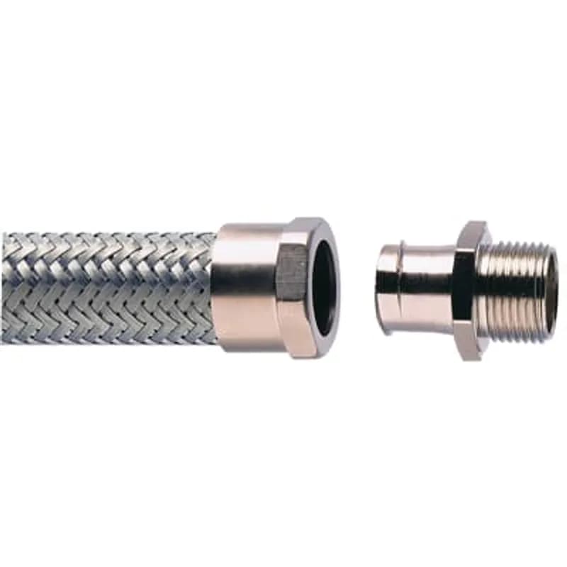 ABB - Installation Products S20/M20/A - 1/2 Inch Nickel Plated Brass Straight Fitting with Fixed External Threads, Metric Thread Size M20