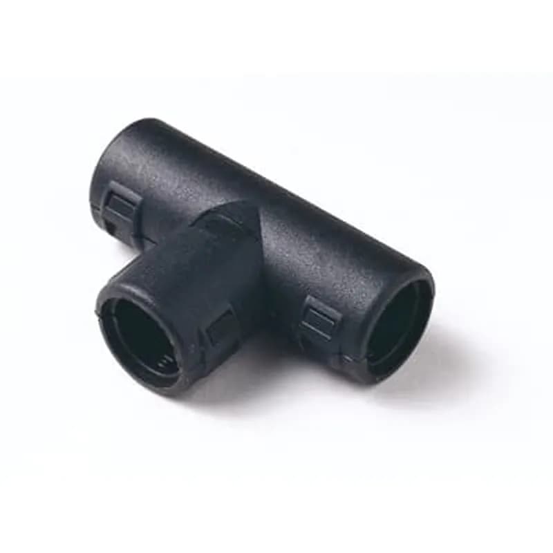 Hinged T Piece, End A - 28mm Conduit Size, End B - 13mm Conduit Size, End C - 28mm Conduit Size, Polyamide (Nylon) 66, IP40, Black