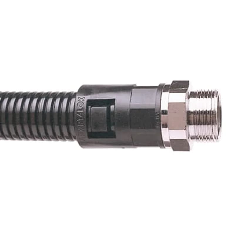 ABB - Installation Products AL13/M16/SA/BL - Straight Conduit Fitting, Swivel External Male Thread, Nominal Conduit Size 13mm, M16 Metric Thread, Polyamide (Nylon) 66, Nickel Plated Brass Thread, Black
