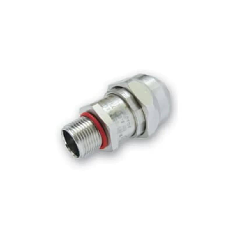 Conduit Fitting, Fixed Straight with External Male Thread, Conduit Size 40mm, 1-1/4 Inch NPT Thread, Suitable for Braided Nylon Conduit, Zone 1 and 2, Zone 21 and 22, IP66 Rating, Nickel Plated Brass