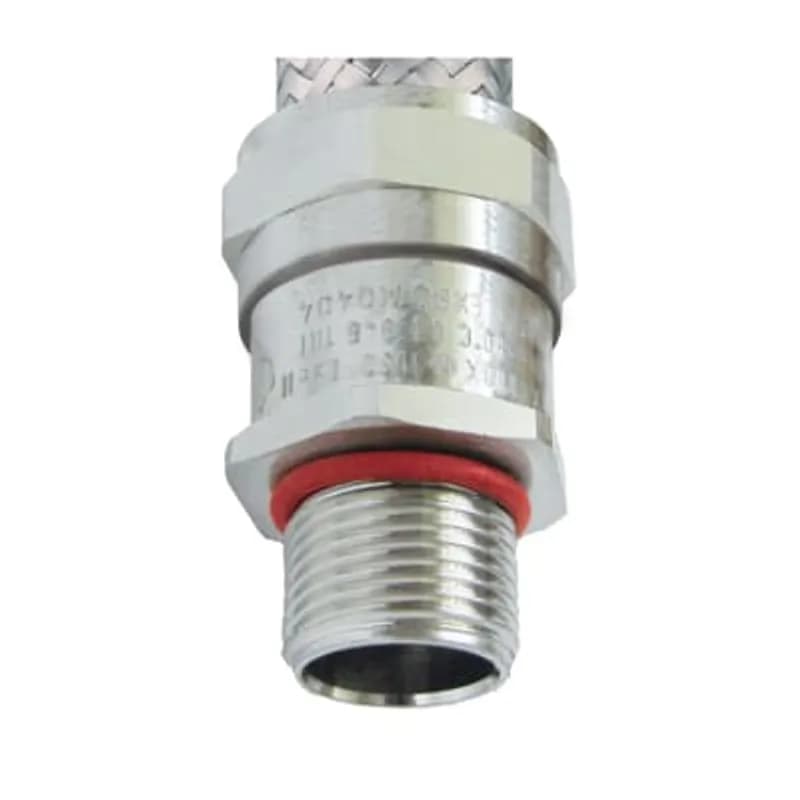 ABB - Installation Products EXPQA0304 - Conduit Fitting, Straight with External Male Thread, Conduit Size 16mm, 1/2 Inch NPT Thread, Suitable for Unbraided Nylon Conduit, Approved for Zone 1 and 2, Zone 21 and 22, IP66 Rating, Nickel Plated Brass