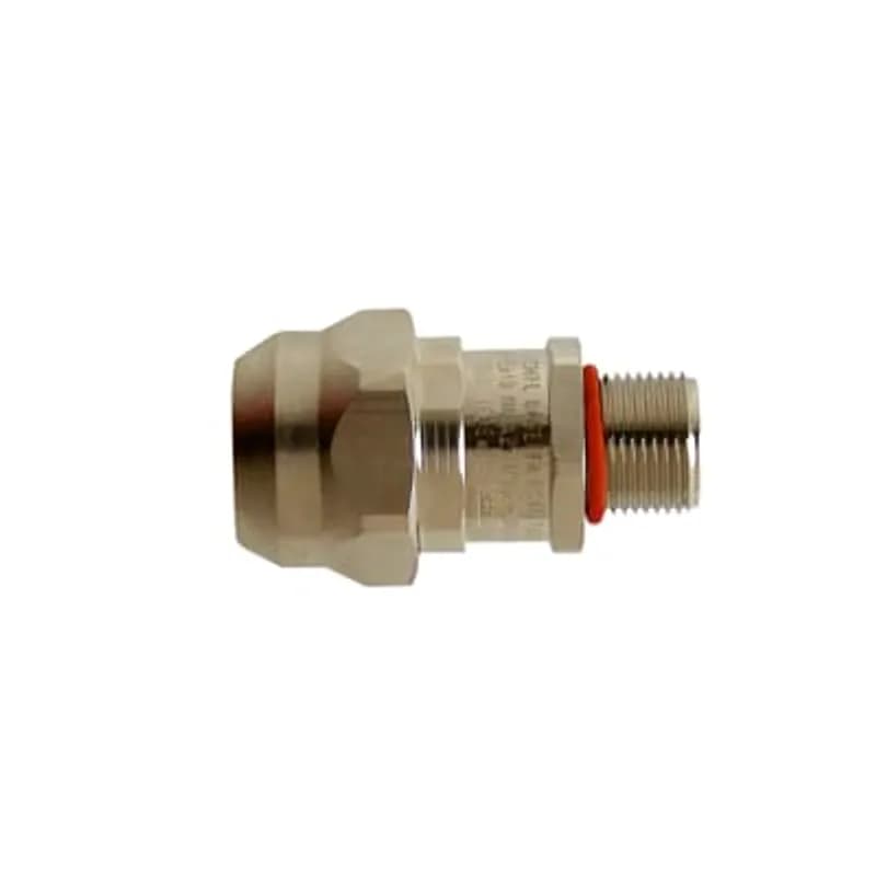 Conduit Fitting, Fixed Straight with External Male Thread, Conduit Size 32mm, 1 Inch NPT Thread, Suitable for Braided Nylon Conduit, Zone 1 and 2, Zone 21 and 22, IP66 Rating, Nickel Plated Brass