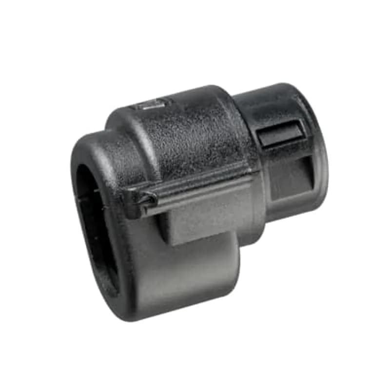 Hinged Connector Interface Fitting, Straight, 4-Way Bosch Compact Connector to Conduit, Conduit Size NC08/NW7.5, Operating Temperature -40 to 120 Degrees Celsius, RoHS Compliant, IP40 Rating, Very High UV Protection, Polyamide (Nylon), Black