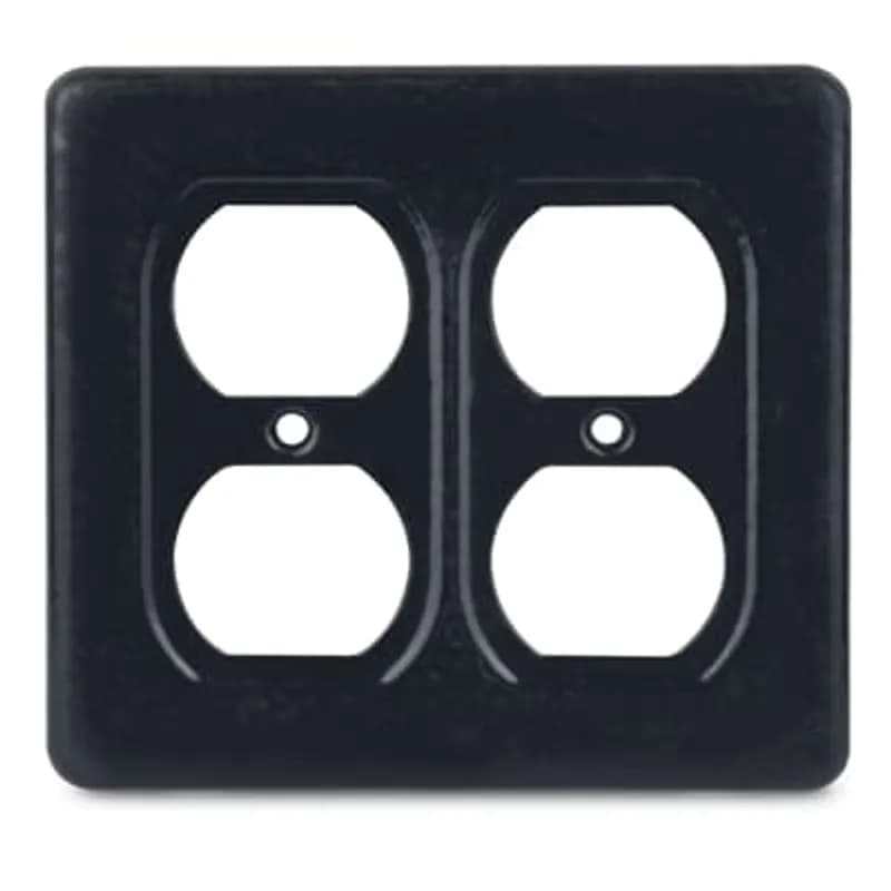 PVC Coated Two Gang Cover, Surface, for Duplex Convenience Receptacle, Standard and 2 Wire, 3 Pole Grounding, Stamped Steel, Gray