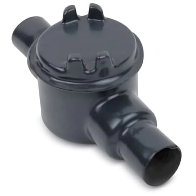 PVC Double-Coated Conduit Outlet Box for Hazardous Locations, GUAC Type - I Shape, Pipe Size 1/2 Inch/16 Metric, Box is Ductile Iron with Zinc Plating, Cover is Die Cast Aluminum, Cover Opening 3.00 Inch/76.20 Millimeters, Gray