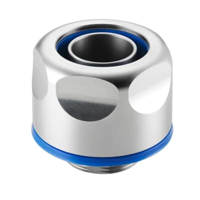 Hygienic Conduit Fitting for Overextruded Conduit, Straight with External Male Thread, Conduit Size NW23, M25x1.5 Thread, Thread Length 11 Millimeters, IP68, IP69 Rating, Outer Layer 316 Stainless Steel, Inner Layer 303 Stainless Steel, Seal Elastomer, Metallic with Blue Seal
