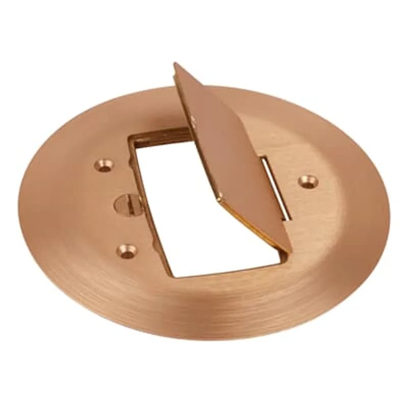 One-Piece Carpet Plate for Flush Service Floor Boxes, 5-3/4 Inch Diameter, GFCI Receptacle, Brass