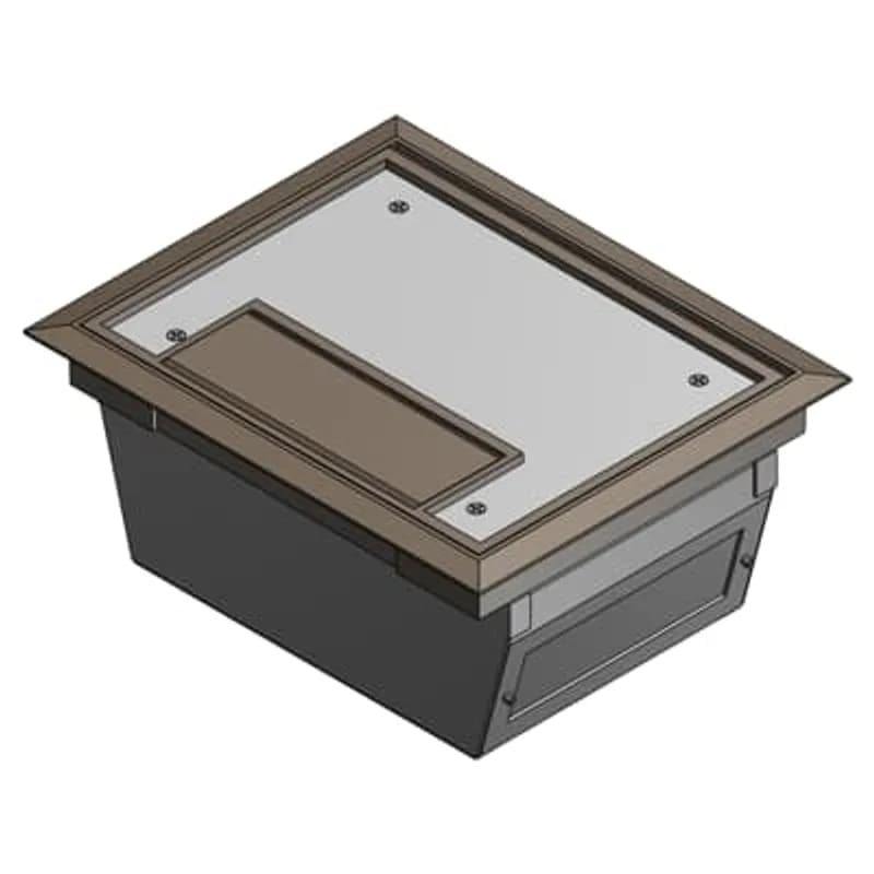 2-compartment rectangular stamped steel raised access floor module with brown cover, 201 cubic inch.