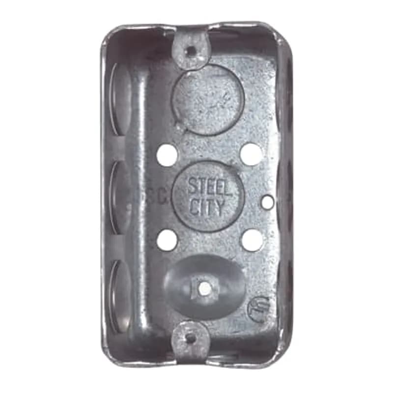 One Gang Utility Box, 14.5 Cubic Inches, 4 Inches Long x 2-1/8 Inches Wide x 2-1/8 Inches Deep, 1/2 Inch Knockouts, Pre-Galvanized Steel, Drawn Construction, For use with Conduit, pack of 30