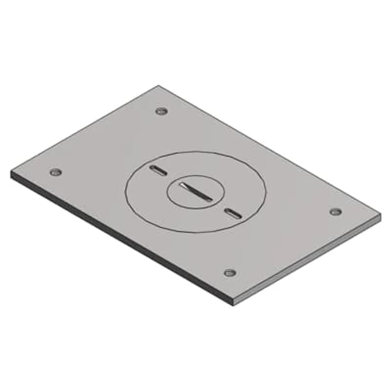 Cover Plate for Multi-Gang Floor Boxes for Power and Communications, Length 4-1/2 Inches, Width 3 Inches, 1/2 Inch and 2 Inch UN Plug, Aluminum