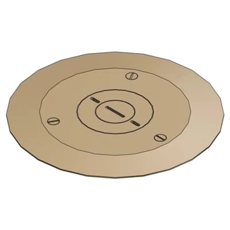 One-Piece Carpet Plate for Flush Service Floor Boxes, 5-3/4 Inch Diameter, 3/4 Inch and 2 Inch Plug Size, Brass