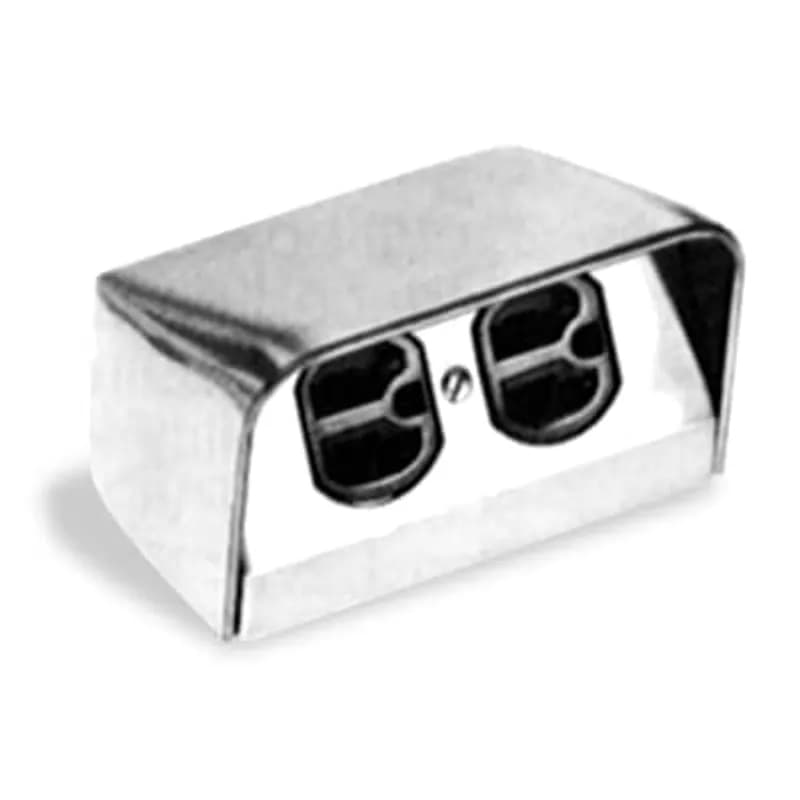 Above Floor Service Fitting, Height 2-5/8 Inches, Width 4-3/8 Inches, Depth 3 Inches, 1 Inch Conduit Nipple, Aluminum, with One 15-Amp 125 Volt, 3 Wire NEMA Duplex Receptacle