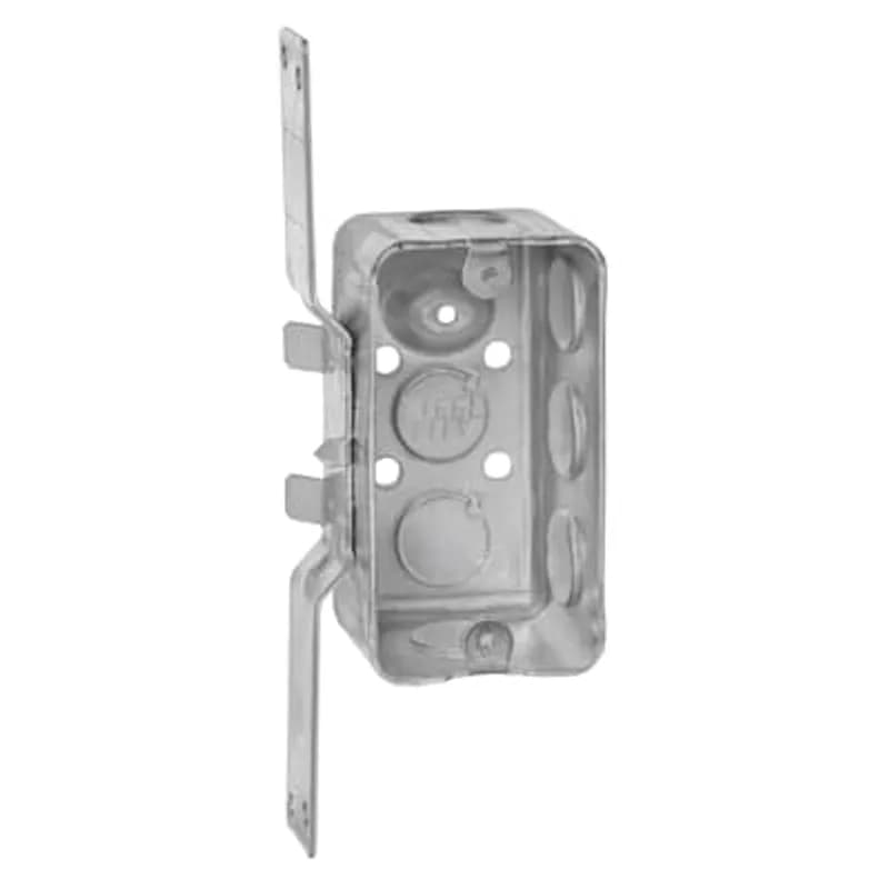 One Gang Utility Box, 13.0 Cubic Inches, 4 Inches Long x 2-1/8 Inches Wide x 1-7/8 Inches Deep, 1/2 Inch Knockouts, Pre-Galvanized Steel, Drawn Construction, CV Bracket Recessed 1/2 Inch and For use with Conduit, pack of 30
