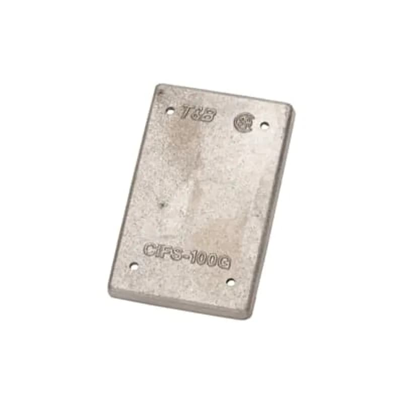 ABB - Installation Products CIFS-100G - Single Gang FS Box Cover, Length 4-3/8 Inches, Width 2-7/8 Inches, Aluminum, Blank, Box Mount with Gasket Glued to Cover