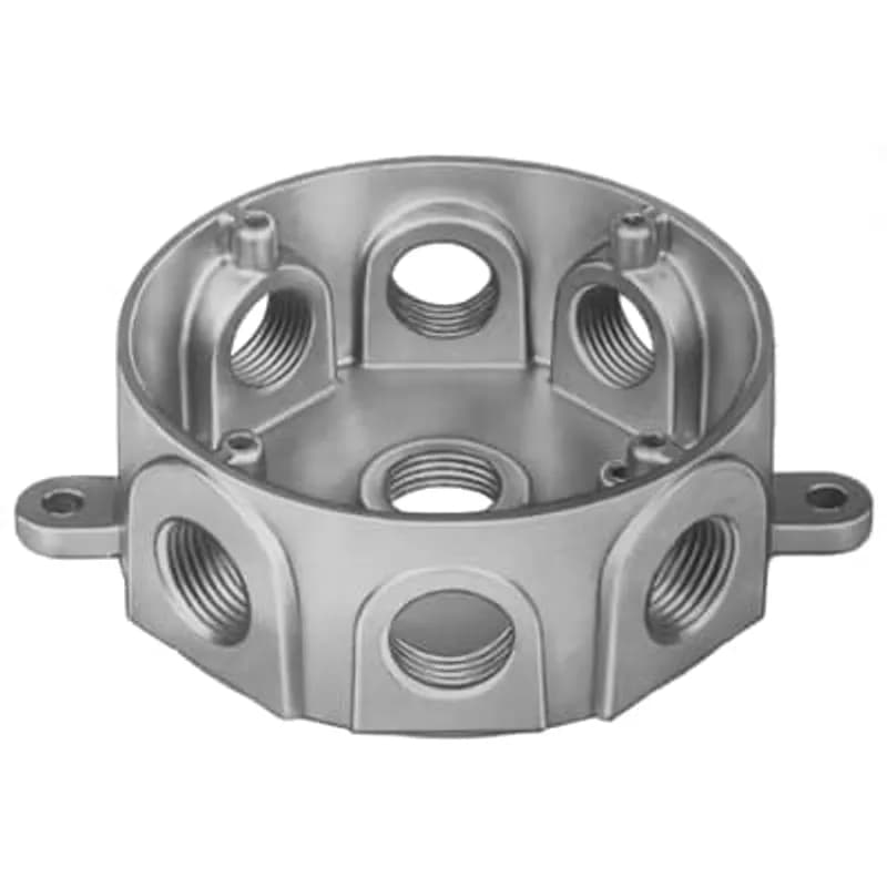 ABB - Installation Products CIC-8495 - Round Weatherproof Outlet Box, Diameter 4-1/2 Inches, Depth 1-5/8 Inches, Hub Size 1/2 Inch, Aluminum, 7 Openings, 2 Lugs