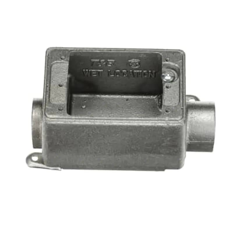 ABB - Installation Products CIFDC-3/4 - Single Gang FDC Box, Cubic Inches 22.5, Length 4-5/16 Inches, Width 2-13/16 Inches, Depth 2-5/8 Inches, Hub Size 3/4 Inch, Aluminum, 2 Outlets and 2 Lugs