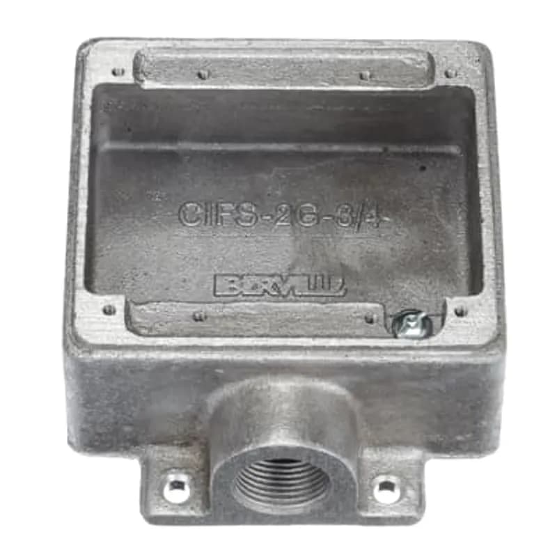 ABB - Installation Products CIFS-2G-3/4 - Two Gang FS Box, Cubic Inches 26.0, Length 4-3/8 Inches, Width 4-11/16 Inches, Depth 1-7/8 Inches, Hub Size 3/4 Inch, Aluminum, 3 Lugs