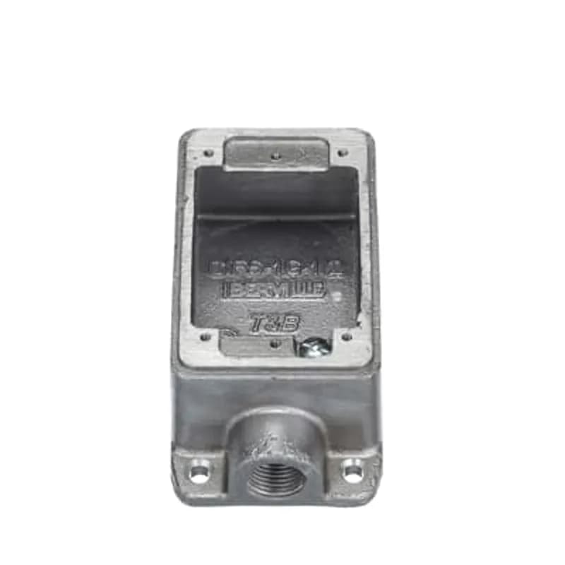 ABB - Installation Products CIFS-1G-1/2 - Single Gang FS Box, Cubic Inches 14.0, Length 4-5/16 Inches, Width 2-13/16 Inches, Depth 1-7/8 Inches, Hub Size 1/2 Inch, Aluminum, 3 Lugs