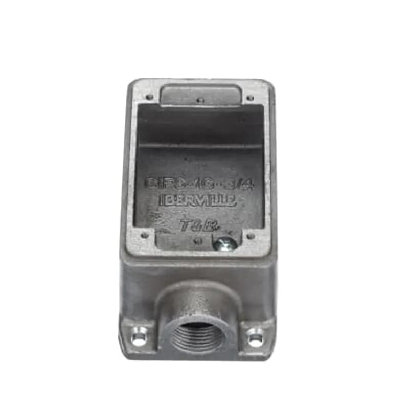 ABB - Installation Products CIFS-1G-3/4 - Single Gang FS Box, Cubic Inches 14.0, Length 4-5/16 Inches, Width 2-13/16 Inches, Depth 1-7/8 Inches, Hub Size 3/4 Inch, Aluminum, 3 Lugs