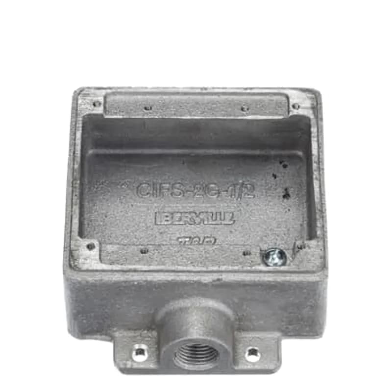 ABB - Installation Products CIFS-2G-1/2 - Two Gang FS Box, Cubic Inches 26.0, Length 4-3/8 Inches, Width 4-11/16 Inches, Depth 1-7/8 Inches, Hub Size 1/2 Inch, Aluminum, 3 Lugs