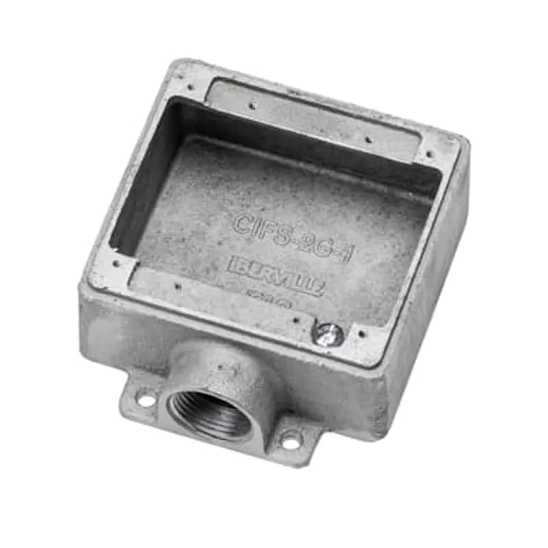 ABB - Installation Products CIFS-2G-1 - Two Gang FS Box, Cubic Inches 26.0, Length 4-3/8 Inches, Width 4-11/16 Inches, Depth 1-7/8 Inches, Hub Size 1 Inch, Aluminum, 3 Lugs