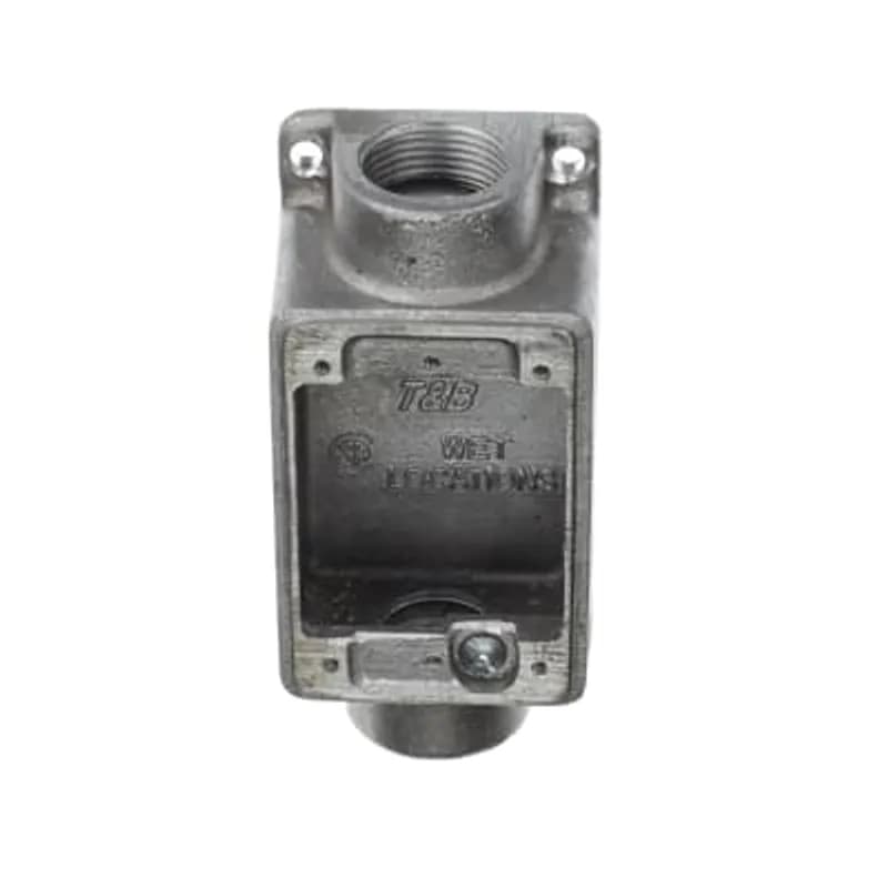 ABB - Installation Products CIFSC-1G-1 - Single Gang FSC Box, Cubic Inches 14.0, Length 4-5/16 Inches, Width 2-13/16 Inches, Depth 1-7/8 Inches, Hub Size 1 Inch, Aluminum, 4 Lugs, 2 Hubs