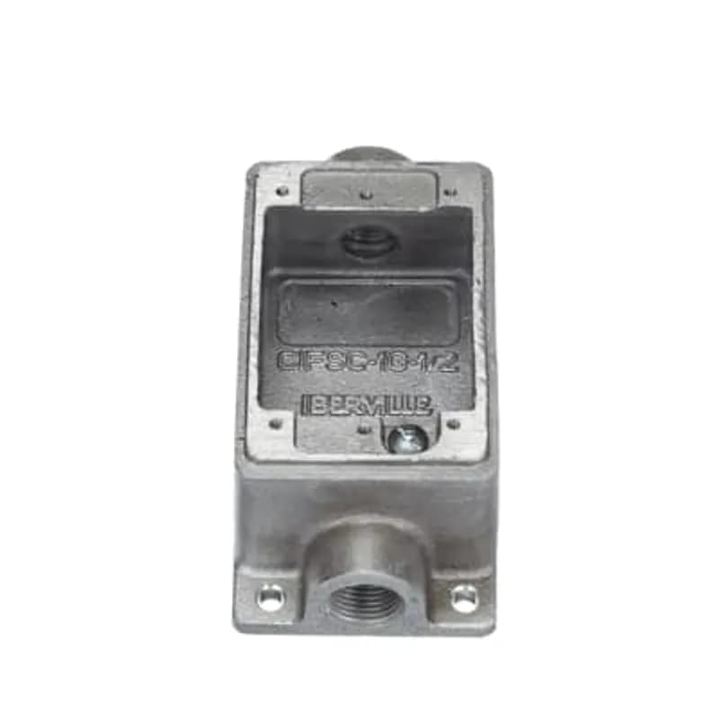 ABB - Installation Products CIFSC-1G-1/2 - Single Gang FSC Box, Cubic Inches 14.0, Length 4-5/16 Inches, Width 2-13/16 Inches, Depth 1-7/8 Inches, Hub Size 1/2 Inch, Aluminum, 4 Lugs, 2 Hubs
