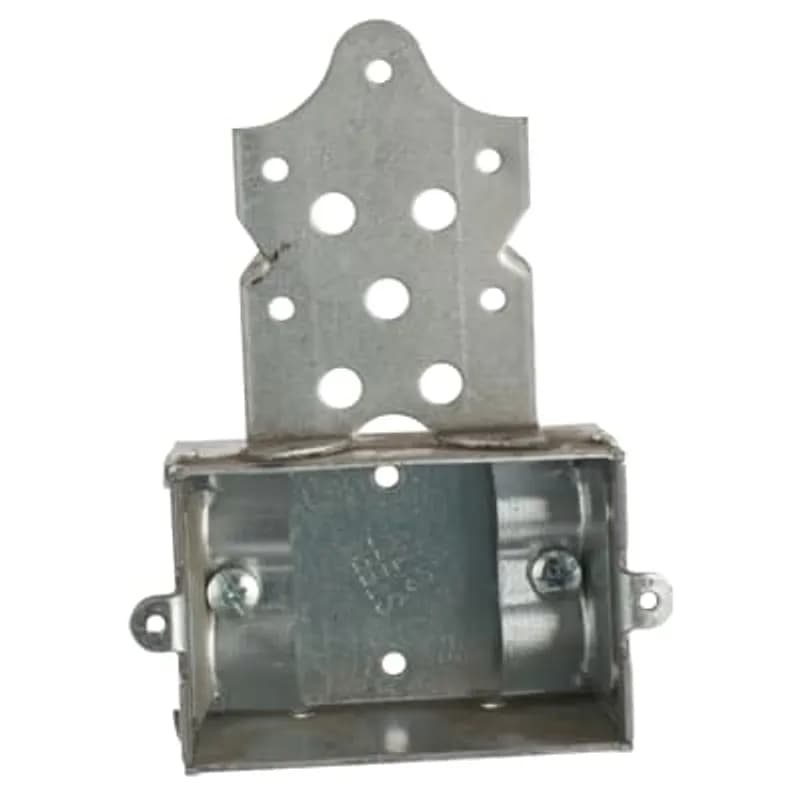 Non-Gangable Switch Box, 7.5 Cubic Inches, 3 Inches Long x 2 Inches Wide x 1-1/2 Inches Deep, 1/2 Inch Knockouts, Pre-Galvanized Steel, Beveled Corners, Non-Metallic Cable Clamps (C-5) and S Bracket Recessed 5/8 Inch, For Non-Metallic Sheathed Cable