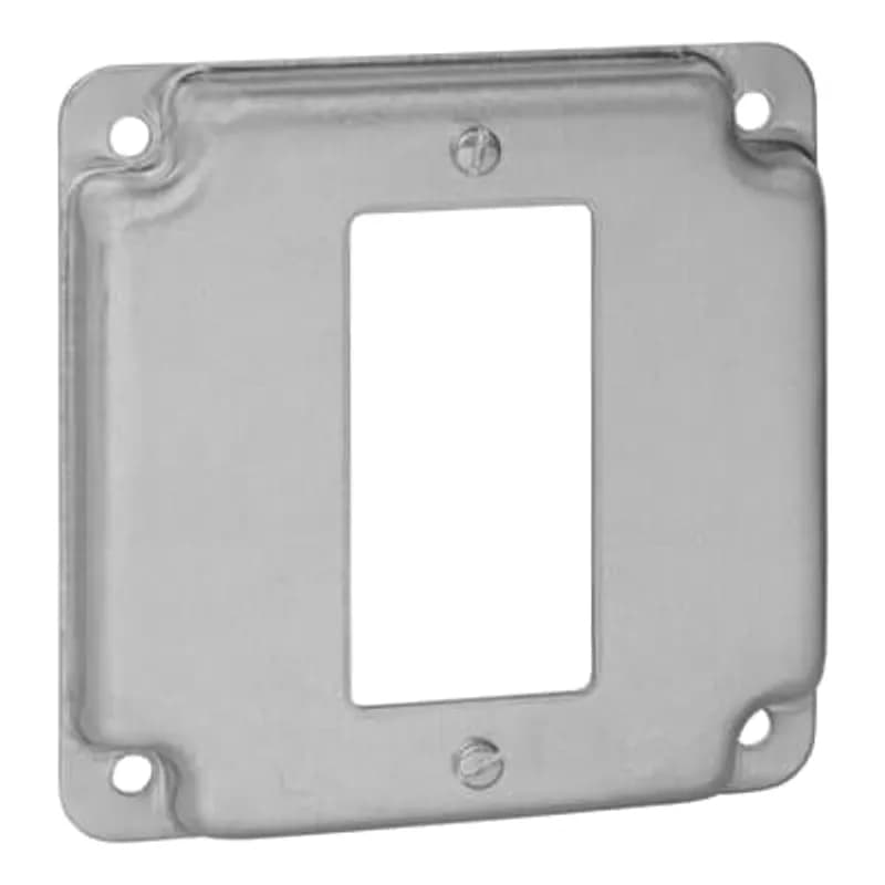 ABB - Installation Products RS 16 CC - Square Box Surface Cover, 5 Cubic Inches, 4 Inch Square x 1/2 Inch Deep, Galvanized Steel, For use with One Ground Fault Receptacle